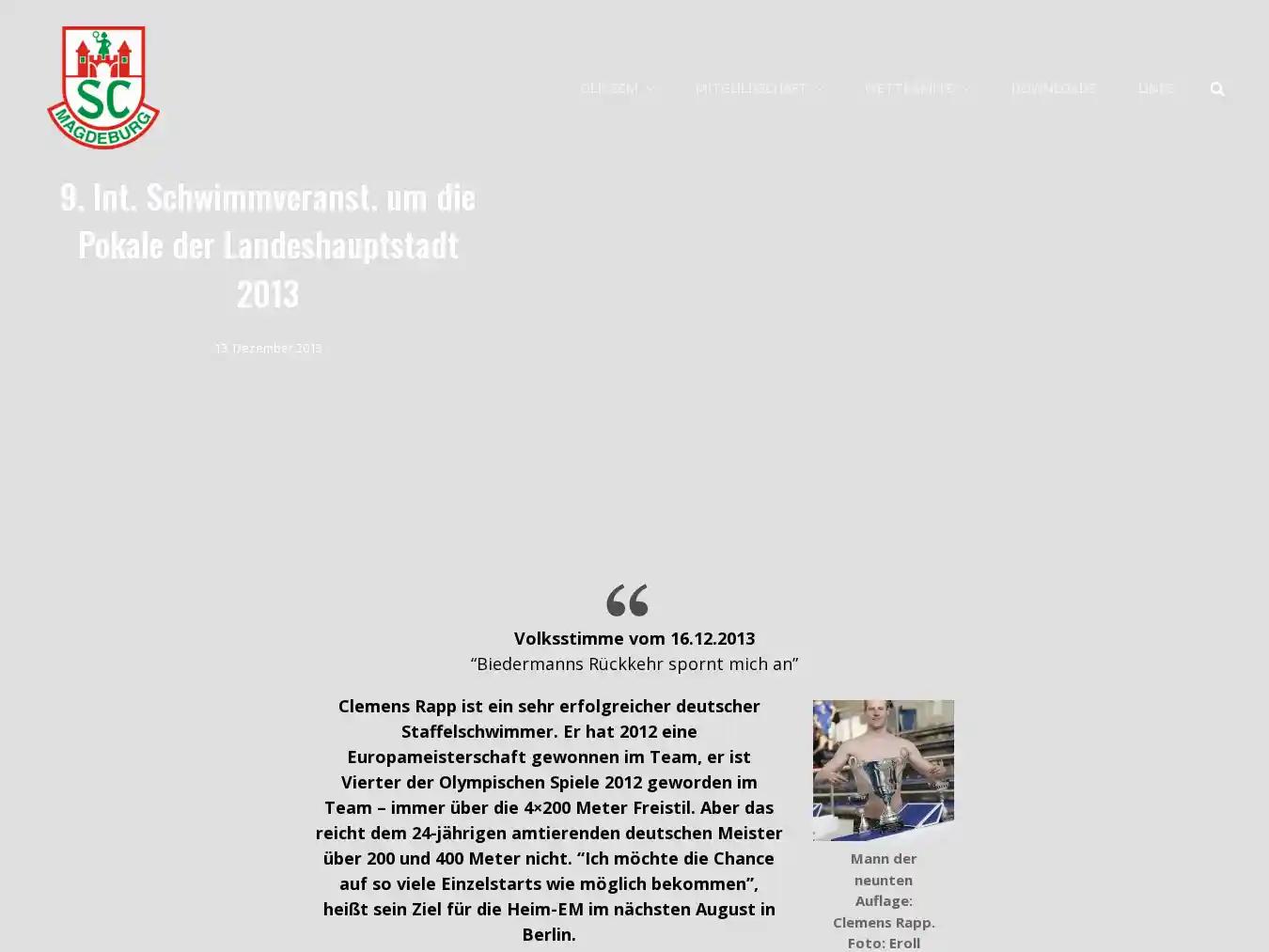 Veranstalterhomepage - http://scm-schwimmen.de/2013/12/9-intern-schwimmveranstaltung-um-die-pokale-der-landeshauptstadt-2013/
