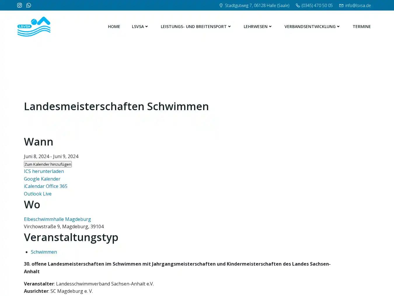 Veranstalterhomepage - https://lsvsa.de/events/landesmeisterschaften-schwimmen/