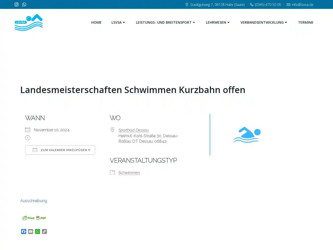 Veranstalterhomepage - https://lsvsa.de/events/landesmeisterschaften-schwimmen-kurzbahn-offen/